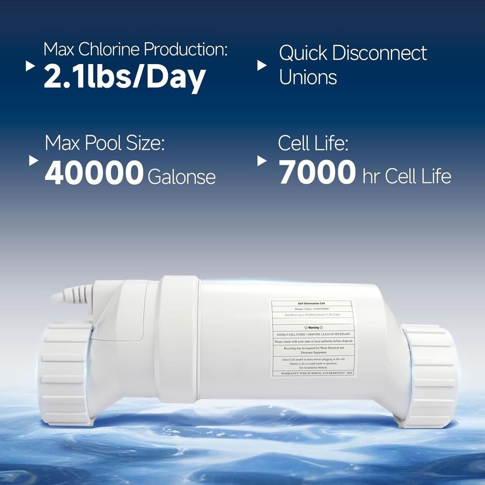 Salt Water Pool Chlorinator System Up to 40,000 Gallons Pool For Hayward Cell-15 - Picture 2 of 12